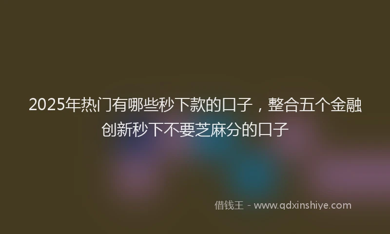 2025年热门有哪些秒下款的口子，整合五个金融创新秒下不要芝麻分的口子