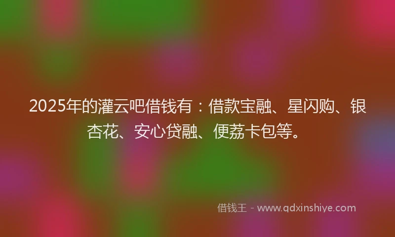 2025年的灌云吧借钱有:借款宝融、星闪购、银杏花、安心贷融、便荔卡包等。