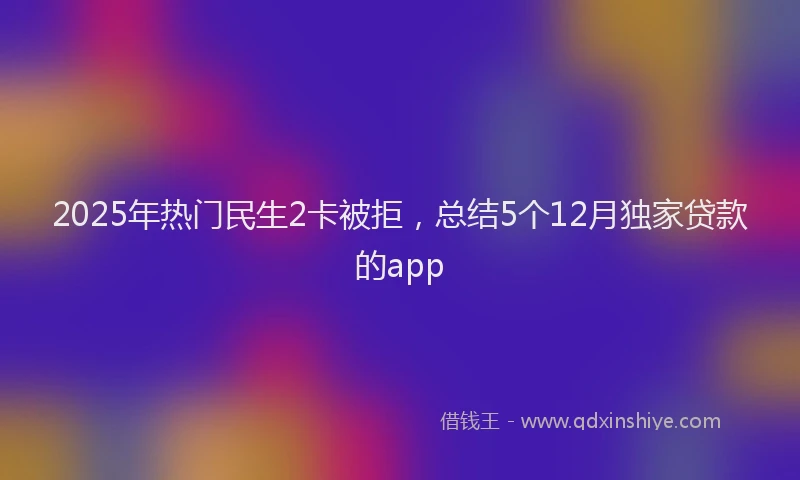 2025年热门民生2卡被拒，总结5个12月独家贷款的app