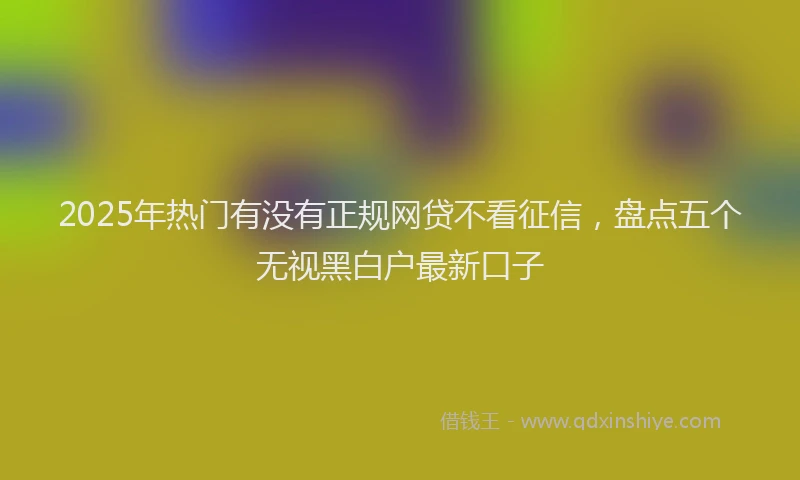 2025年热门有没有正规网贷不看征信，盘点五个无视黑白户最新口子