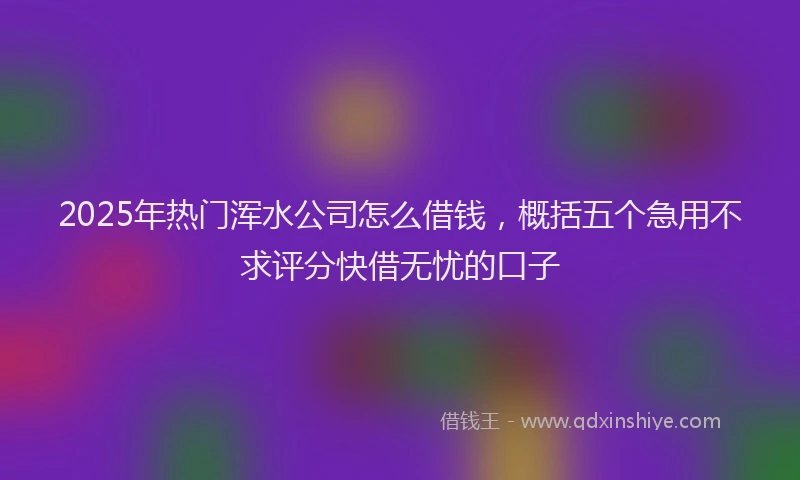 2025年热门浑水公司怎么借钱，概括五个急用不求评分快借无忧的口子