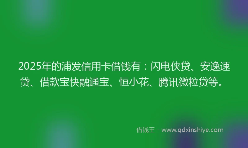 2025年的浦发信用卡借钱有：闪电侠贷、安逸速贷、借款宝快融通宝、恒小花、腾讯微粒贷等。