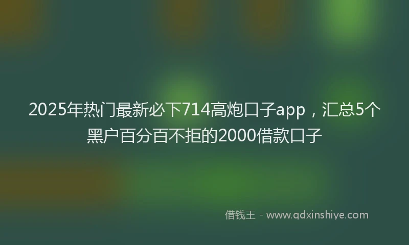 2025年热门最新必下714高炮口子app，汇总5个黑户百分百不拒的2000借款口子