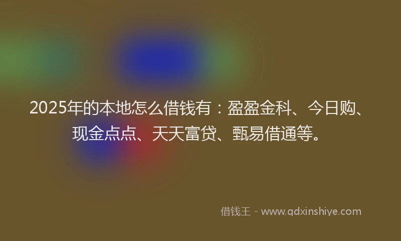 2025年的本地怎么借钱有：盈盈金科、今日购、现金点点、天天富贷、甄易借通等。