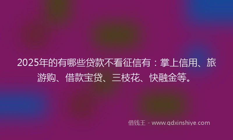 2025年的有哪些贷款不看征信有:掌上信用、旅游购、借款宝贷、三枝花、快融金等。