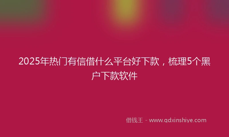 2025年热门有信借什么平台好下款，梳理5个黑户下款软件