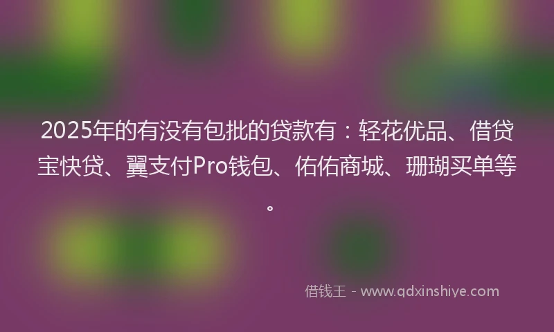 2025年的有没有包批的贷款有：轻花优品、借贷宝快贷、翼支付Pro钱包、佑佑商城、珊瑚买单等。