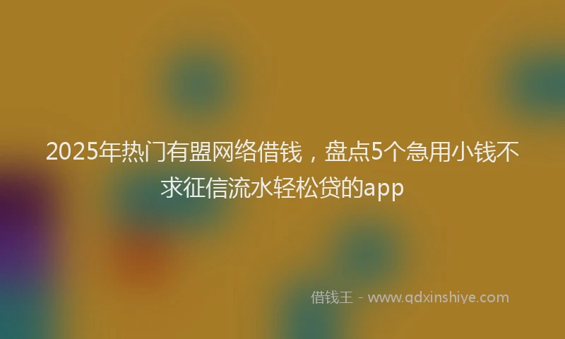 2025年热门有盟网络借钱，盘点5个急用小钱不求征信流水轻松贷的app