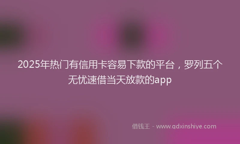 2025年热门有信用卡容易下款的平台，罗列五个无忧速借当天放款的app