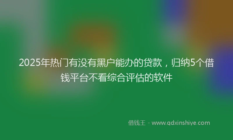 2025年热门有没有黑户能办的贷款，归纳5个借钱平台不看综合评估的软件