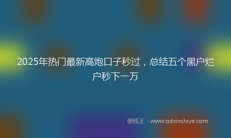 2025年热门最新高炮口子秒过，总结五个黑户烂户秒下一万