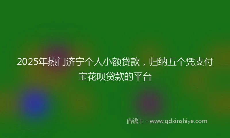 2025年热门济宁个人小额贷款，归纳五个凭支付宝花呗贷款的平台