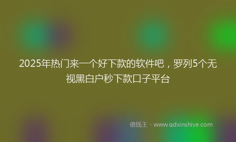 2025年热门来一个好下款的软件吧，罗列5个无视黑白户秒下款口子平台