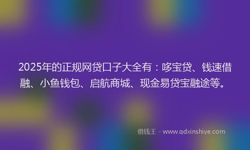 2025年的正规网贷口子大全有：哆宝贷、钱速借融、小鱼钱包、启航商城、现金易贷宝融途等。