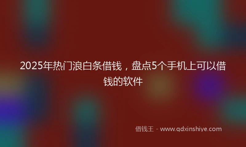 2025年热门浪白条借钱，盘点5个手机上可以借钱的软件