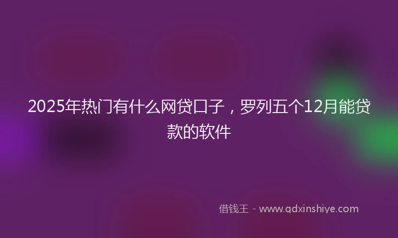 2025年热门有什么网贷口子，罗列五个12月能贷款的软件
