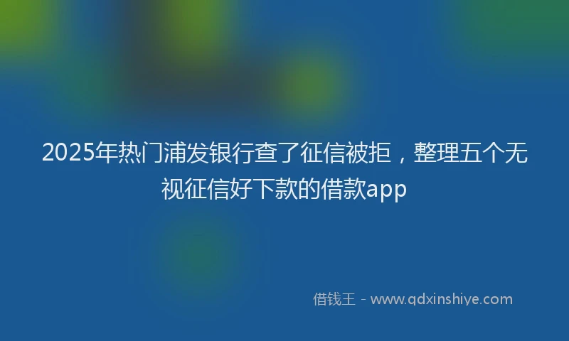 2025年热门浦发银行查了征信被拒，整理五个无视征信好下款的借款app
