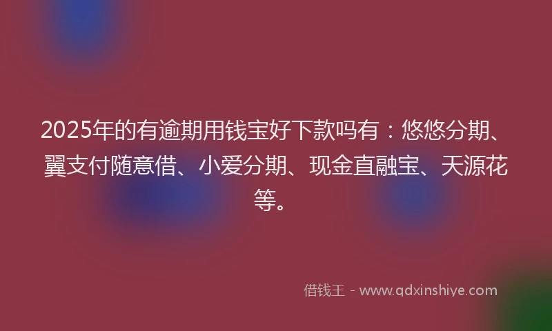 2025年的有逾期用钱宝好下款吗有：悠悠分期、翼支付随意借、小爱分期、现金直融宝、天源花等。