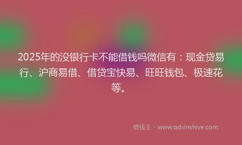 2025年的没银行卡不能借钱吗微信有：现金贷易行、沪商易借、借贷宝快易、旺旺钱包、极速花等。