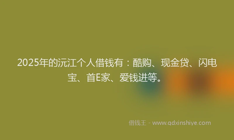 2025年的沅江个人借钱有:酷购、现金贷、闪电宝、首E家、爱钱进等。