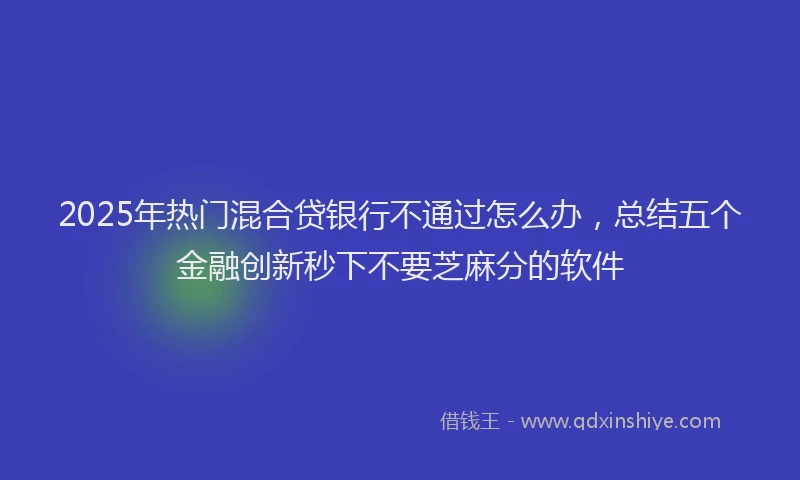 2025年热门混合贷银行不通过怎么办，总结五个金融创新秒下不要芝麻分的软件