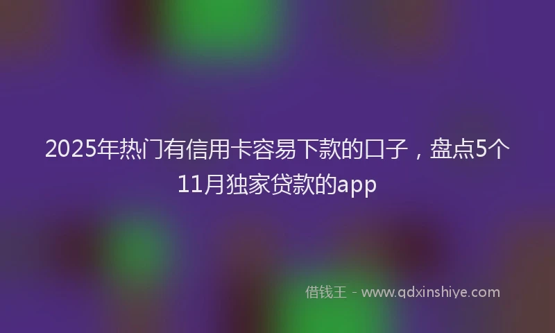 2025年热门有信用卡容易下款的口子，盘点5个11月独家贷款的app