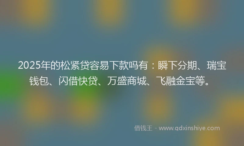 2025年的松紧贷容易下款吗有：瞬下分期、瑞宝钱包、闪借快贷、万盛商城、飞融金宝等。