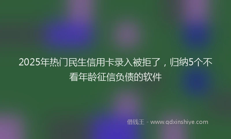 2025年热门民生信用卡录入被拒了，归纳5个不看年龄征信负债的软件
