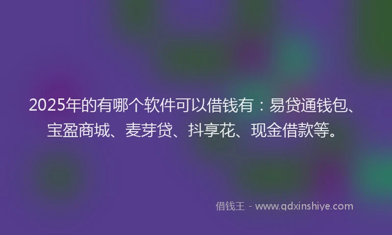2025年的有哪个软件可以借钱有：易贷通钱包、宝盈商城、麦芽贷、抖享花、现金借款等。