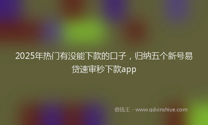 2025年热门有没能下款的口子，归纳五个新号易贷速审秒下款app