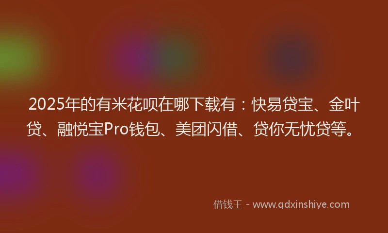 2025年的有米花呗在哪下载有：快易贷宝、金叶贷、融悦宝Pro钱包、美团闪借、贷你无忧贷等。