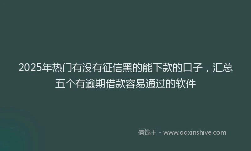 2025年热门有没有征信黑的能下款的口子,汇总五个有逾期借款容易通过的软件