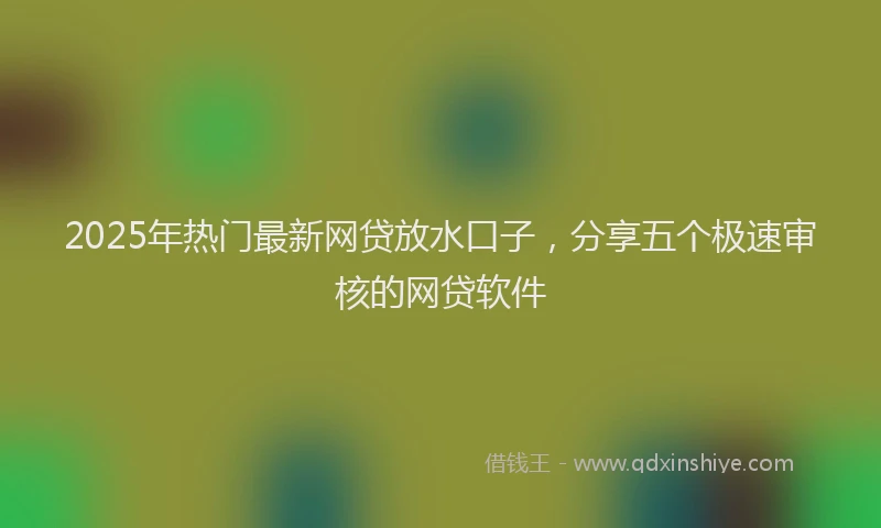 2025年热门最新网贷放水口子,分享五个极速审核的网贷软件