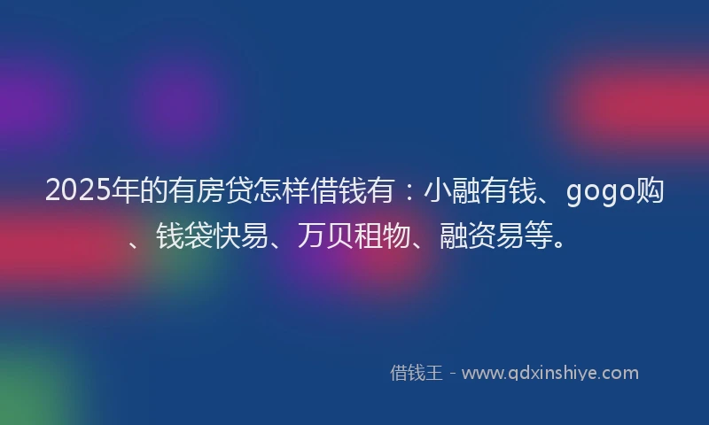 2025年的有房贷怎样借钱有：小融有钱、gogo购、钱袋快易、万贝租物、融资易等。