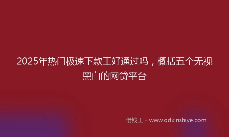 2025年热门极速下款王好通过吗，概括五个无视黑白的网贷平台