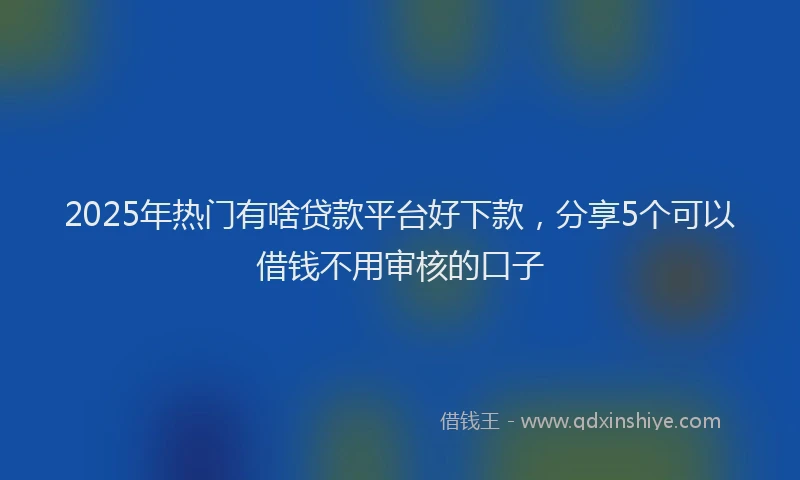 2025年热门有啥贷款平台好下款，分享5个可以借钱不用审核的口子