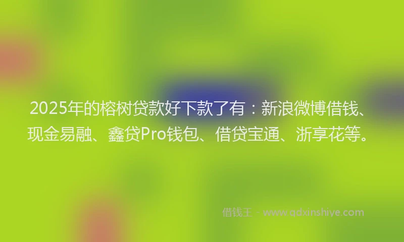 2025年的榕树贷款好下款了有：新浪微博借钱、现金易融、鑫贷Pro钱包、借贷宝通、浙享花等。