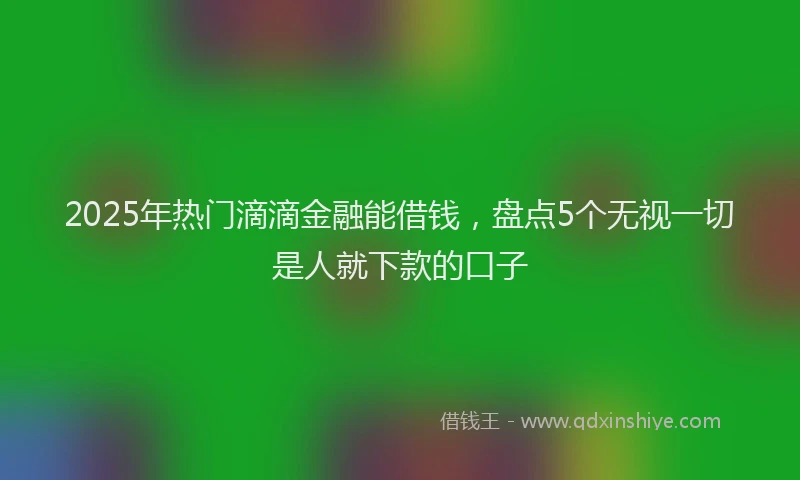 2025年热门滴滴金融能借钱，盘点5个无视一切是人就下款的口子