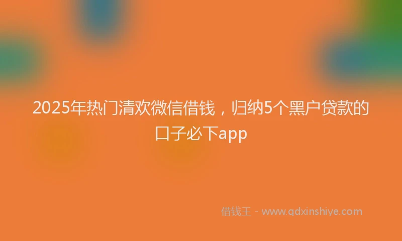 2025年热门清欢微信借钱，归纳5个黑户贷款的口子必下app