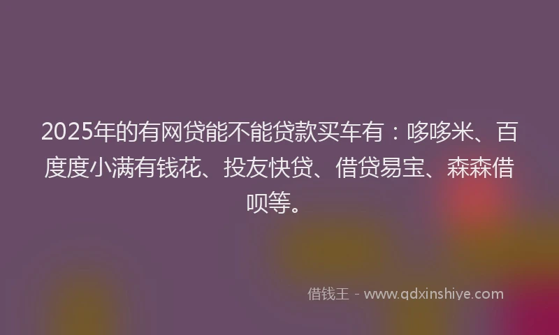 2025年的有网贷能不能贷款买车有：哆哆米、百度度小满有钱花、投友快贷、借贷易宝、森森借呗等。