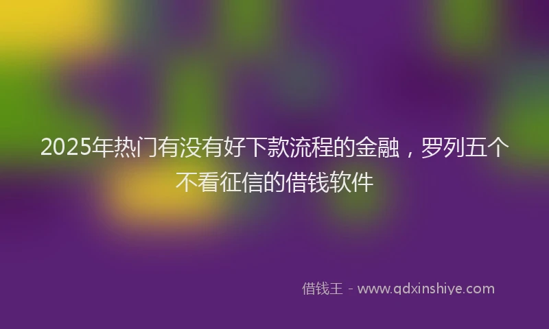 2025年热门有没有好下款流程的金融,罗列五个不看征信的借钱软件