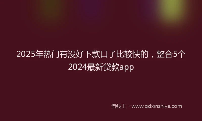 2025年热门有没好下款口子比较快的，整合5个2024最新贷款app