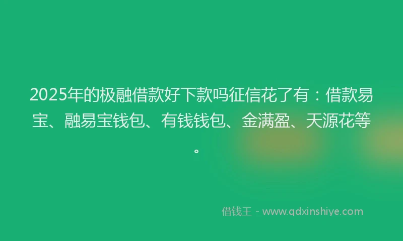 2025年的极融借款好下款吗征信花了有：借款易宝、融易宝钱包、有钱钱包、金满盈、天源花等。
