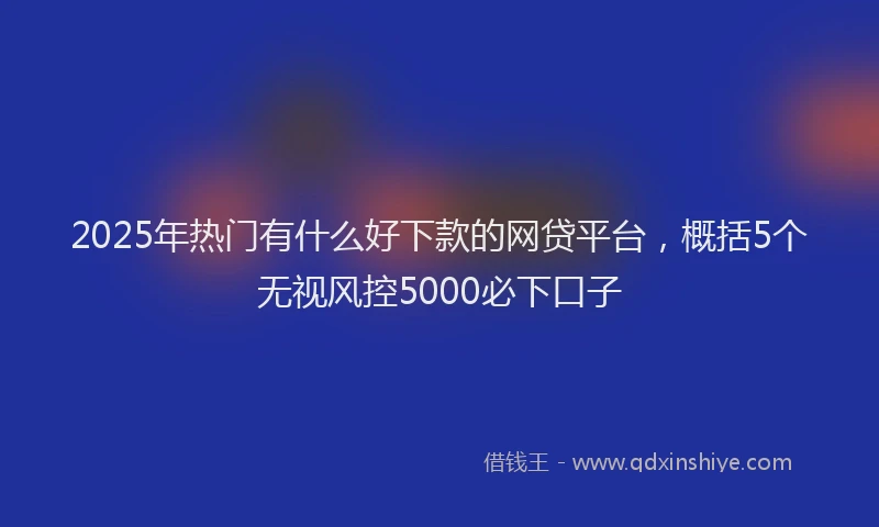 2025年热门有什么好下款的网贷平台，概括5个无视风控5000必下口子