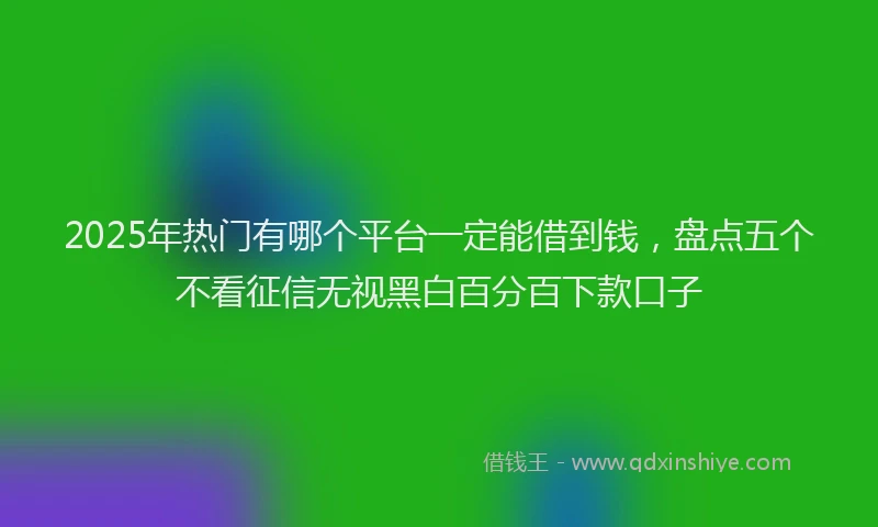 2025年热门有哪个平台一定能借到钱，盘点五个不看征信无视黑白百分百下款口子