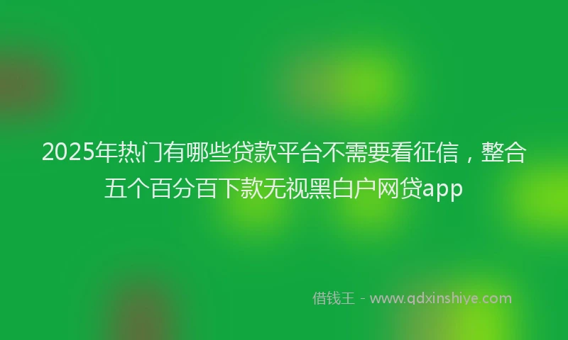 2025年热门有哪些贷款平台不需要看征信，整合五个百分百下款无视黑白户网贷app