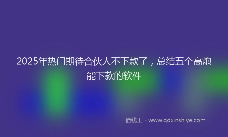 2025年热门期待合伙人不下款了，总结五个高炮能下款的软件