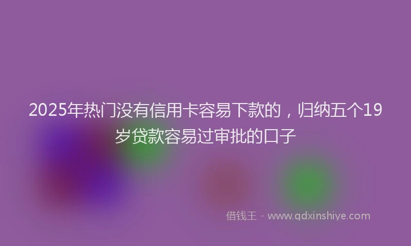 2025年热门没有信用卡容易下款的，归纳五个19岁贷款容易过审批的口子