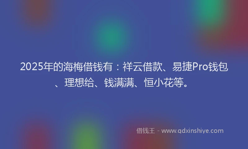 2025年的海梅借钱有：祥云借款、易捷Pro钱包、理想给、钱满满、恒小花等。