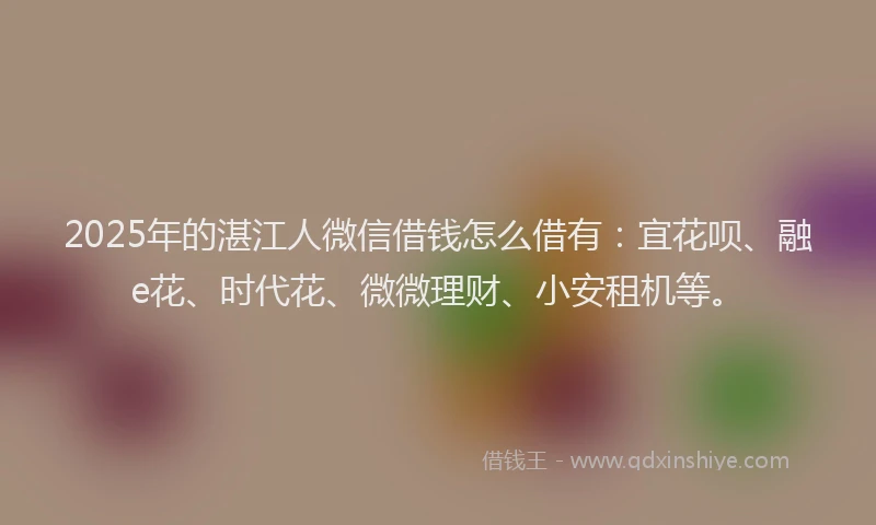 2025年的湛江人微信借钱怎么借有：宜花呗、融e花、时代花、微微理财、小安租机等。